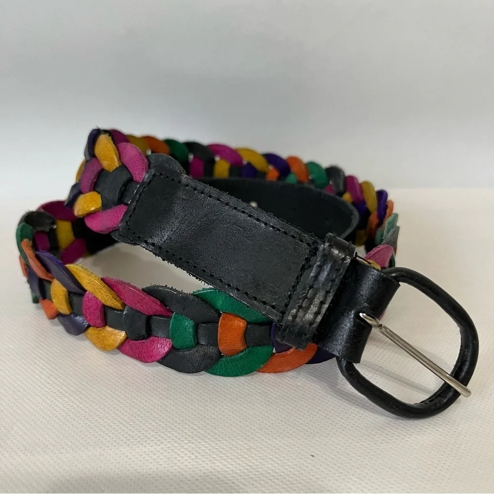 Vintage Braided Leather Colorful Belt